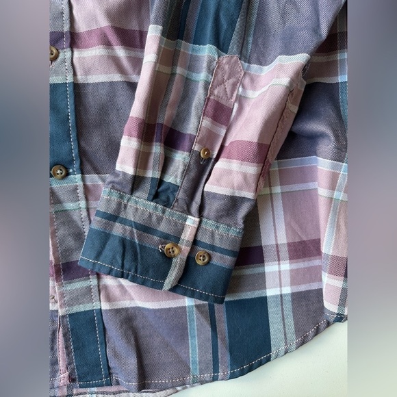 NWT Club Room Purple Blue Plaid Woven Long Sleeve Button Up Shirt Men’s XL - Picture 6 of 8